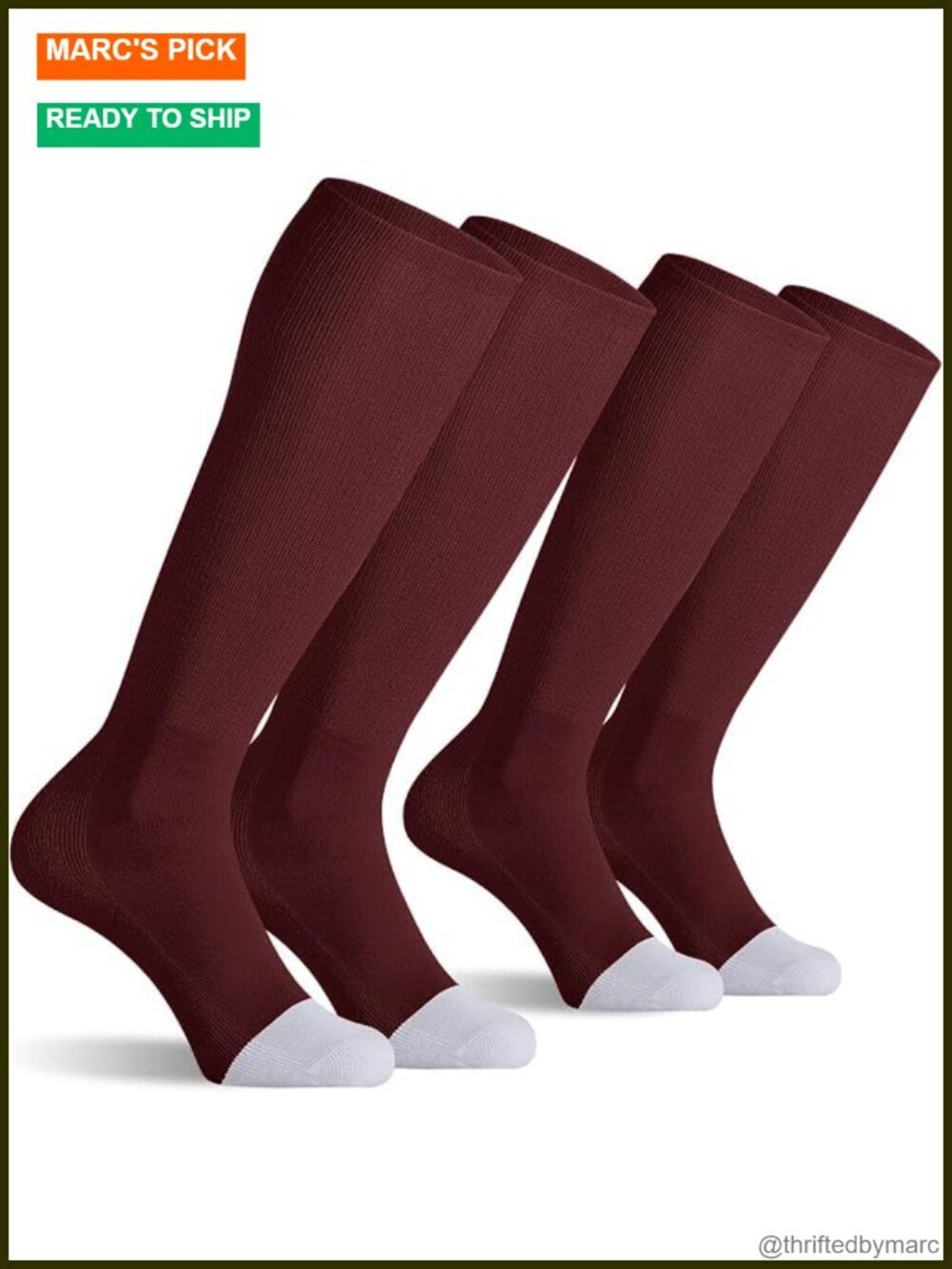 2 Pack Over the Calf Multi-Sport Tube Socks Cotton Blend